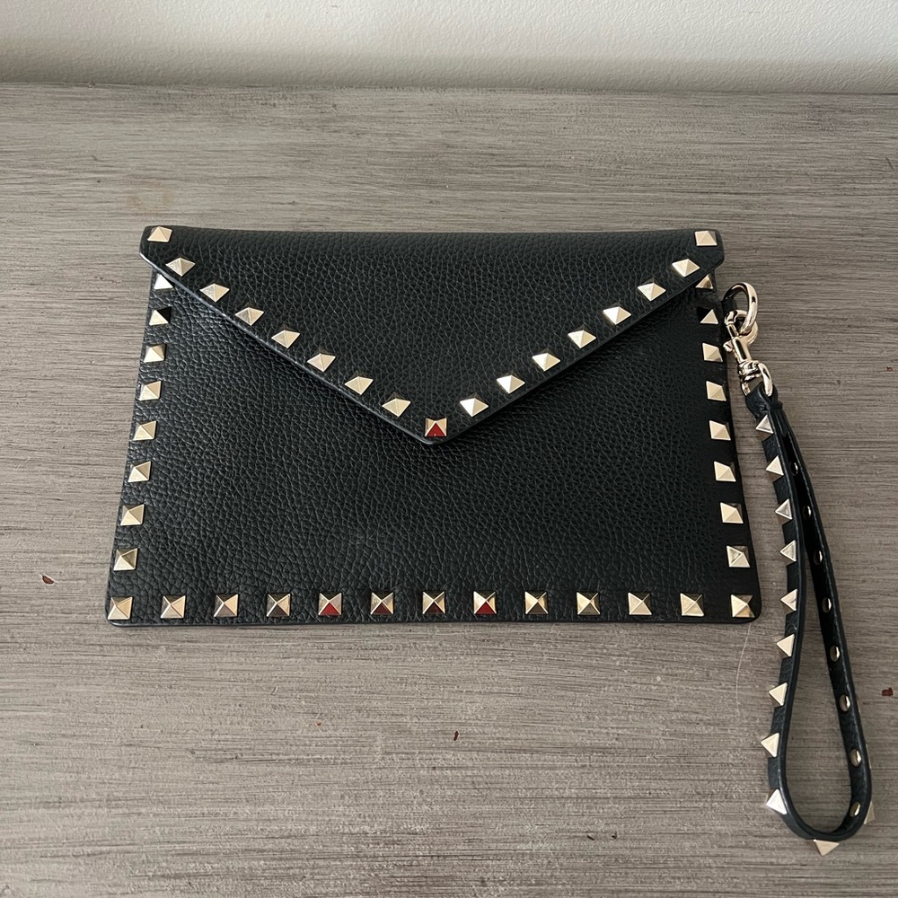 Valentino Garavani Black Studded Wristlet Clutch